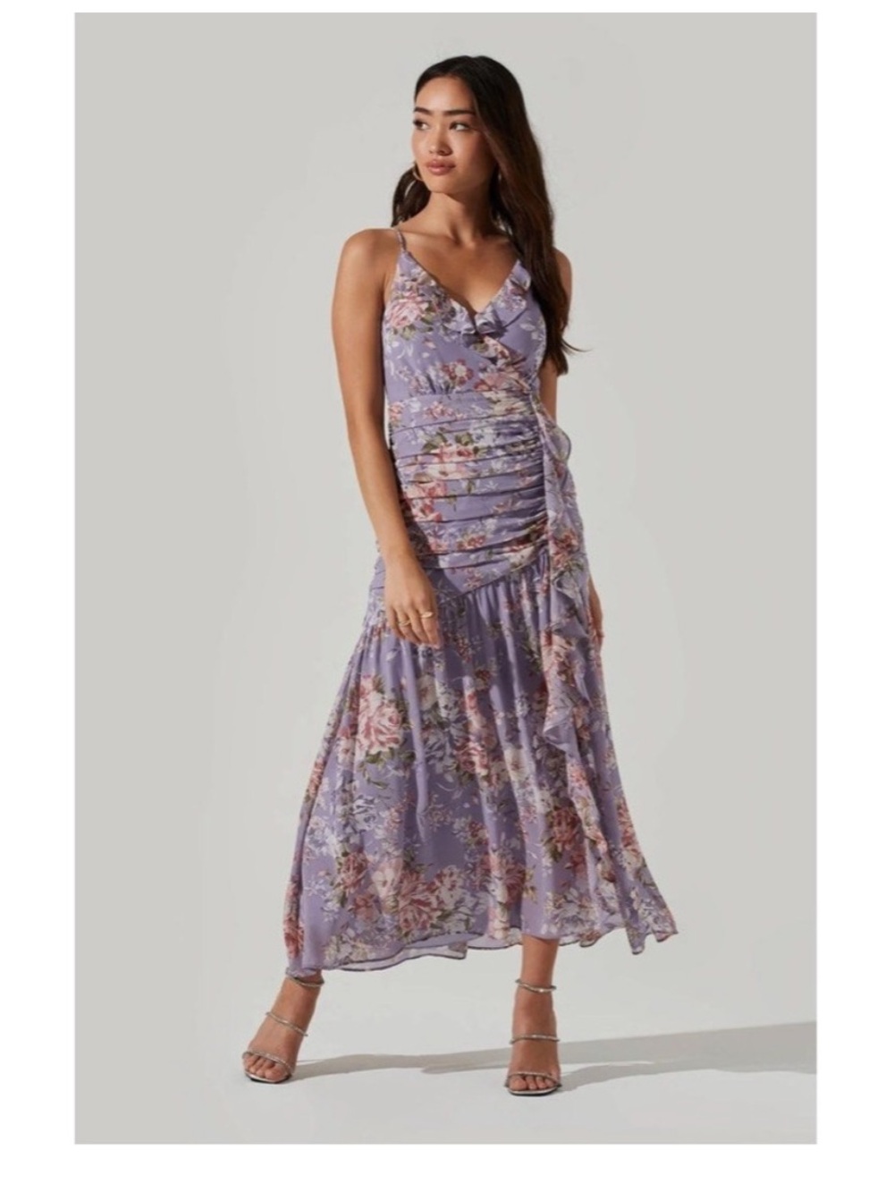 Astr Ruched Ruffle Maxi Dress
Size XS Nwot - Picture 3 of 11